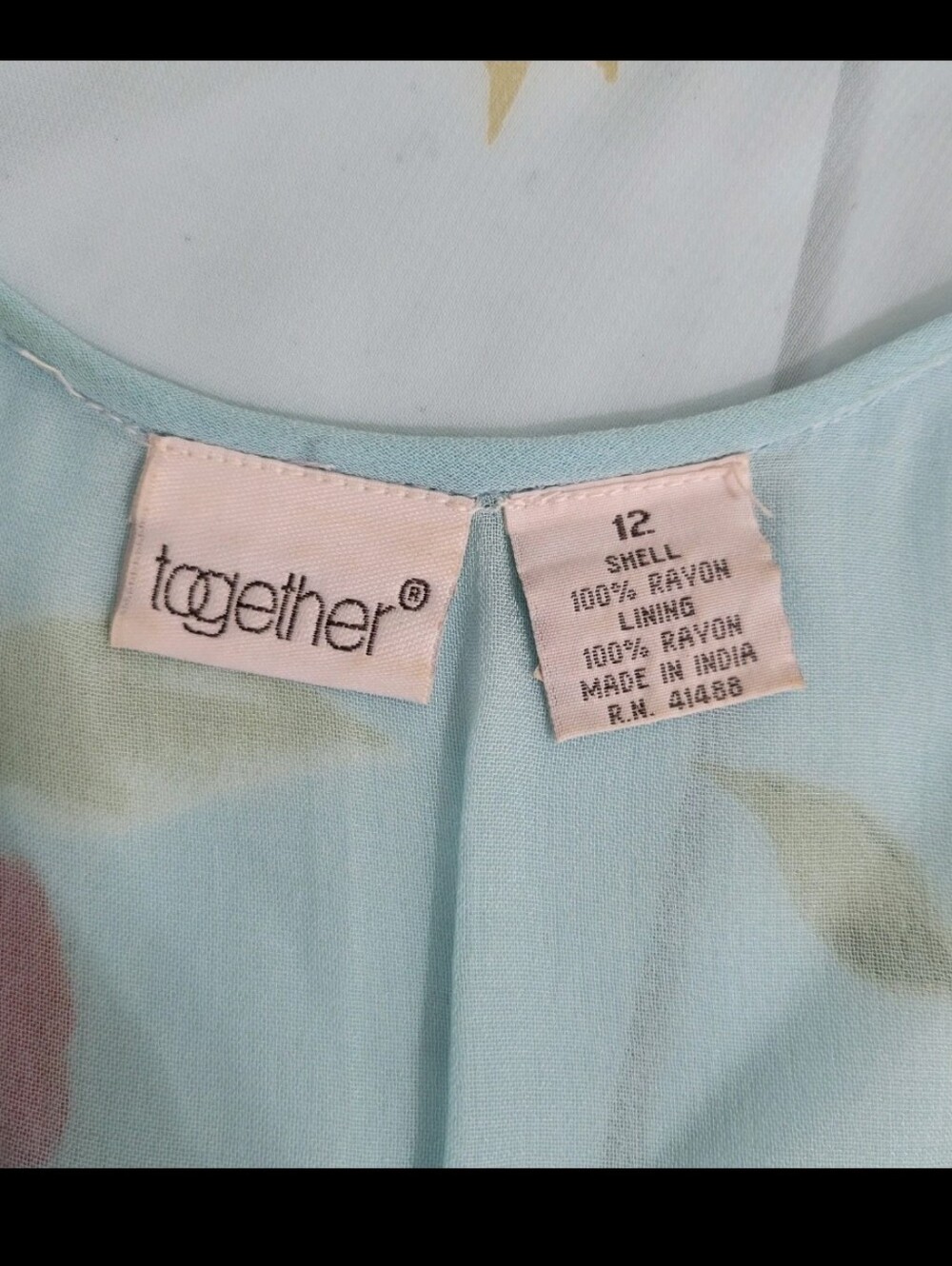 Together Womens Sleeveless Blue Floral Sheer Maxi Dress Size 12 Lined Beach EUC - Picture 3 of 8